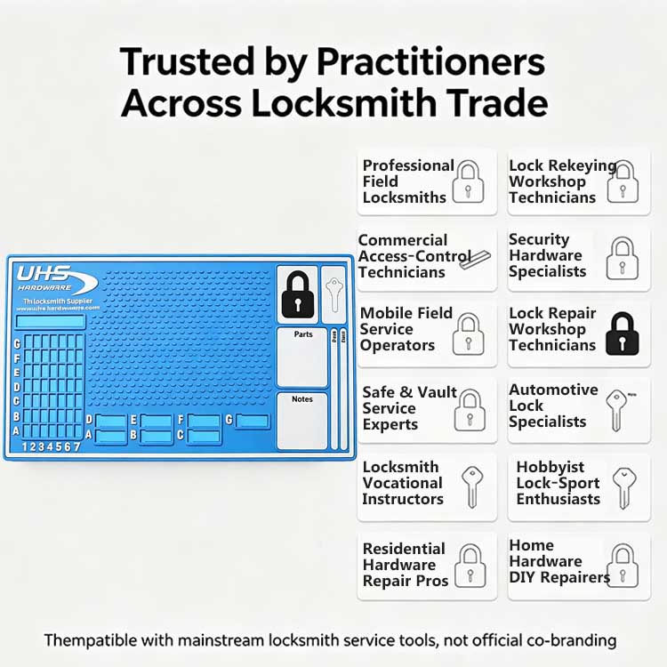 Locksmith tray trusted by commercial locksmiths servicing Schlage and Kwikset.