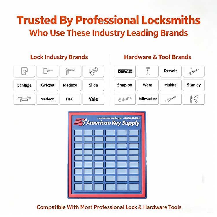 Locksmith mat trusted by professionals who use leading industry brands.