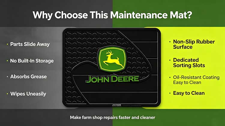 Comparison of heavy-duty maintenance mat versus standard flat rubber pads.