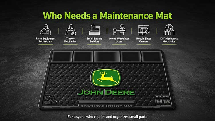 Maintenance mat designed for farm technicians, tractor mechanics, and workshop DIYers