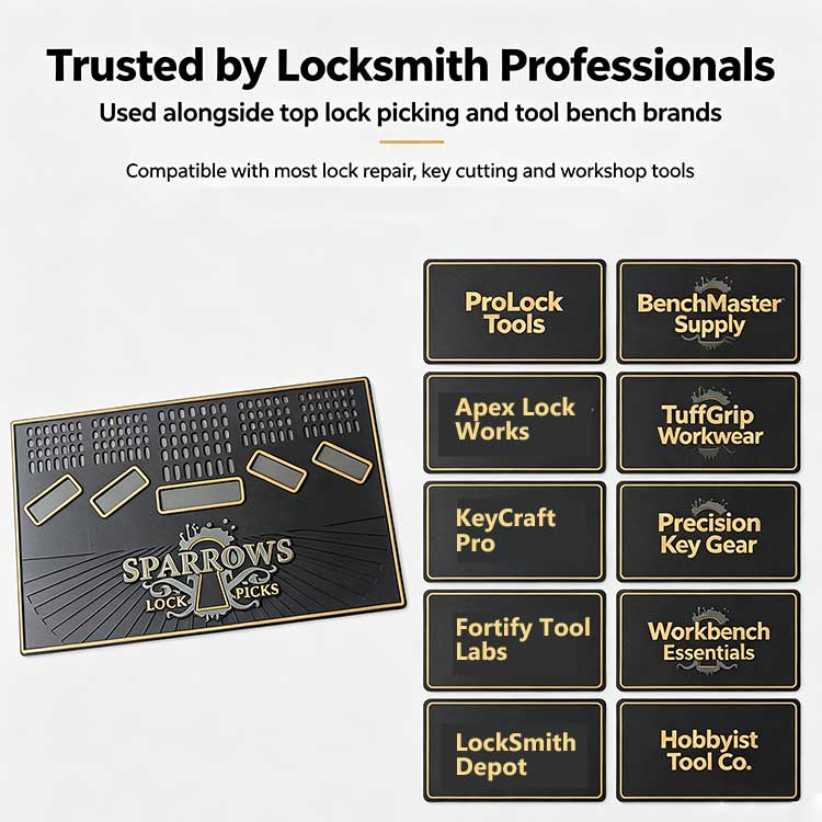 Rubber lock picking work mat trusted by professional locksmiths and security techs