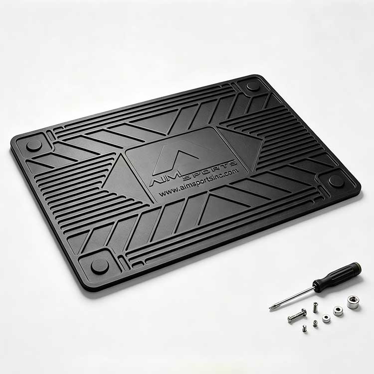Rubber workstation mat with a large central area for complex hobby projects.