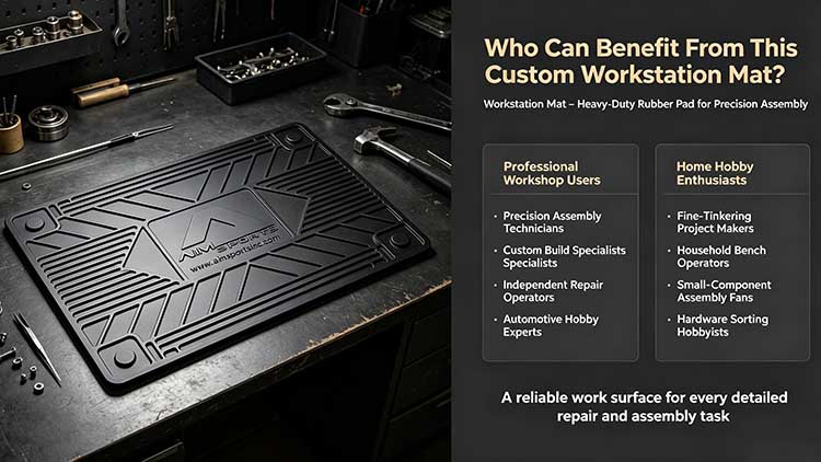 Workstation mat designed for precision assembly experts and DIY hobbyists.