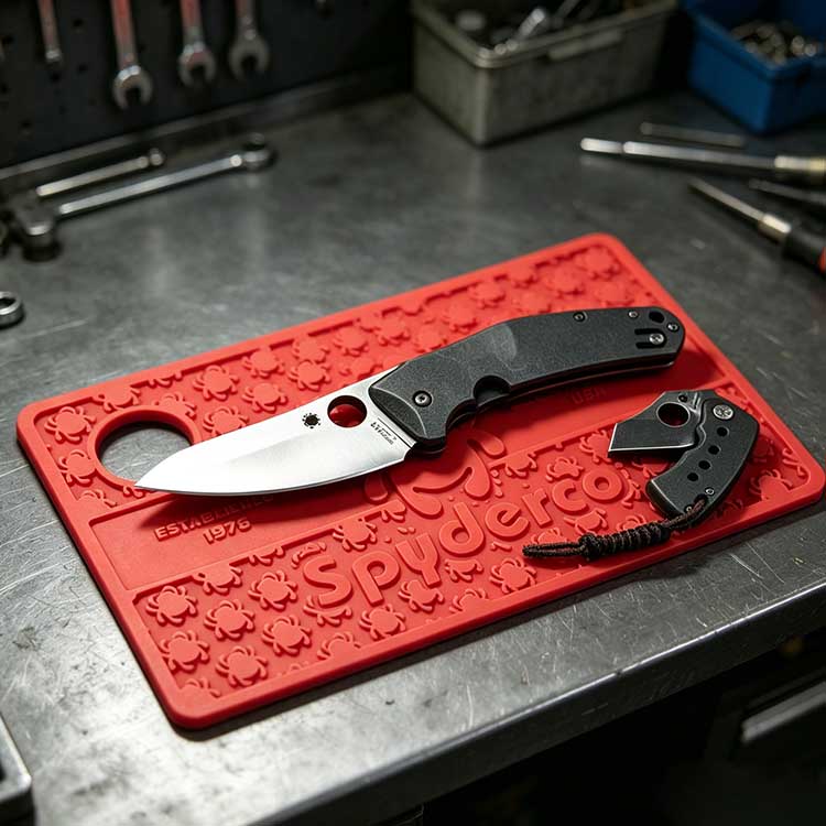 Custom PVC Workbench Knife Mat – Heavy-Duty Garage Mat with EDC Tray & Easy-Clean Maintenance Surface