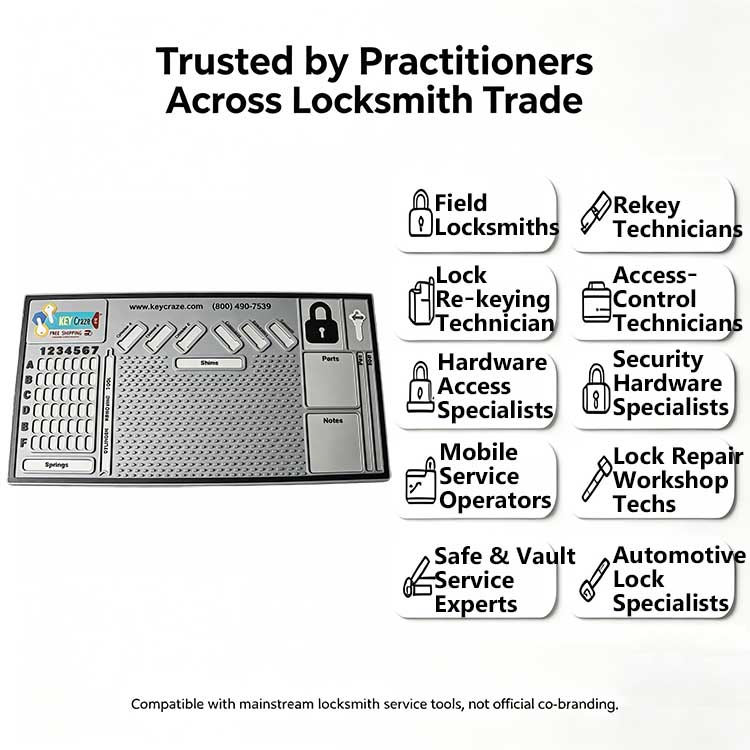 Cylinder rekey tray trusted by automotive lock specialists and rekey technicians.