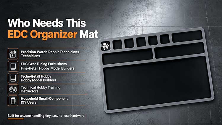 EDC organizer mat for watch technicians, EDC enthusiasts, and hobby builders.