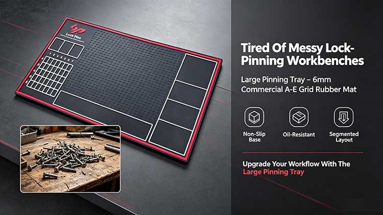 Large 6mm commercial pinning tray with A-E grid and 533x305mm size