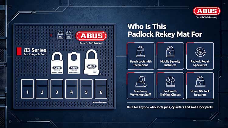 Padlock rekey mat for professional locksmiths hardware enthusiasts and DIY trainers
