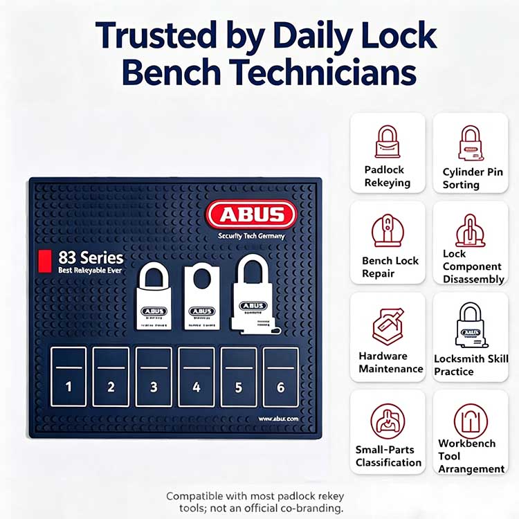Padlock rekey mat trusted by daily lock bench technicians.