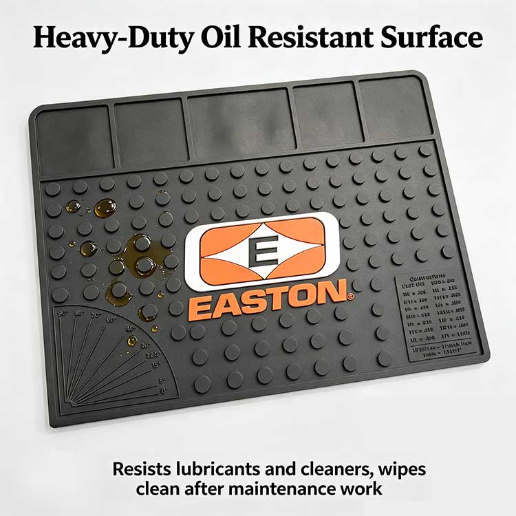 Heavy-duty oil-resistant rubber archery mat repelling lubricants and solvents