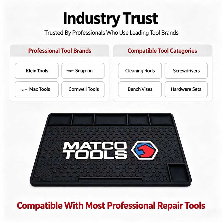 Heavy duty rubber bench mat compatible with all standard professional workshop repair tools