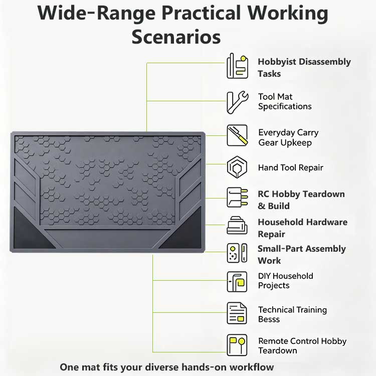 Versatile EDC tool mat for hand tool repair and hobby disassembly tasks