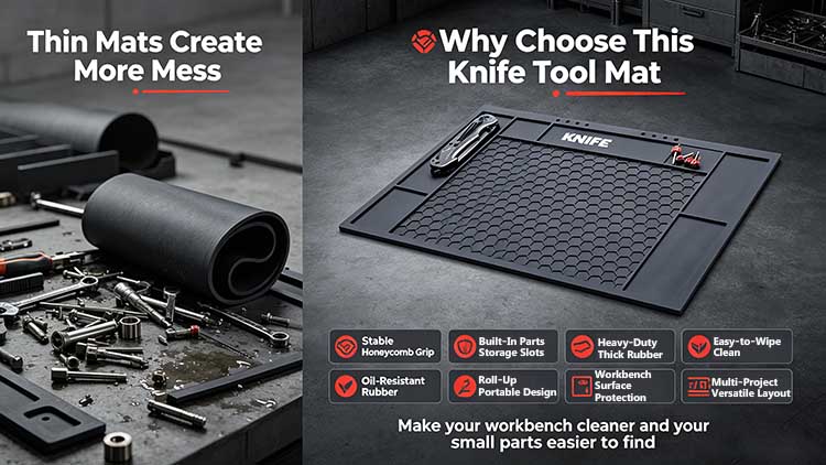 Comparison of heavy-duty knife tool mat versus thin basic pads