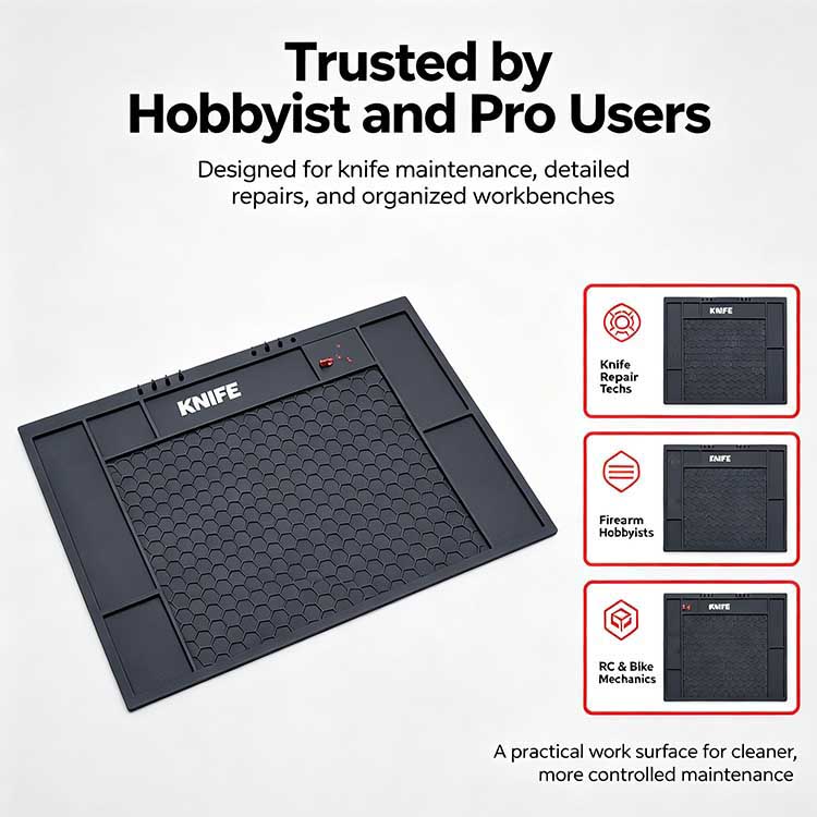 Knife tool mat trusted by hobbyists and professional knife repair users