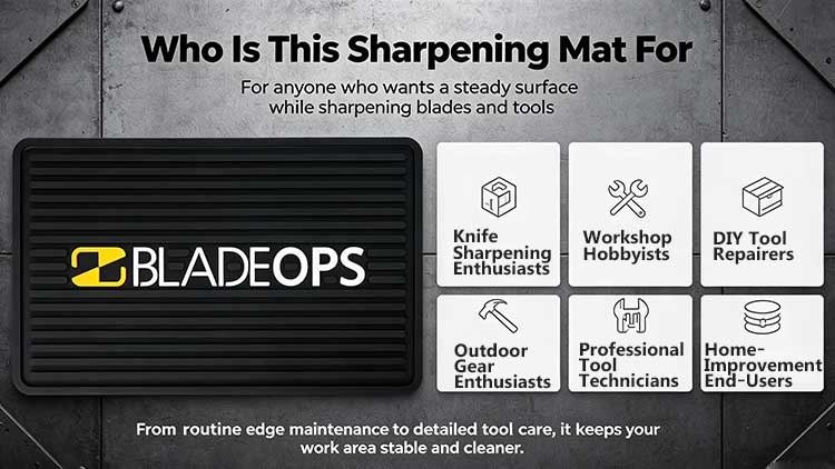 Sharpening mat for knife enthusiasts DIY tool repairers and workshop hobbyists