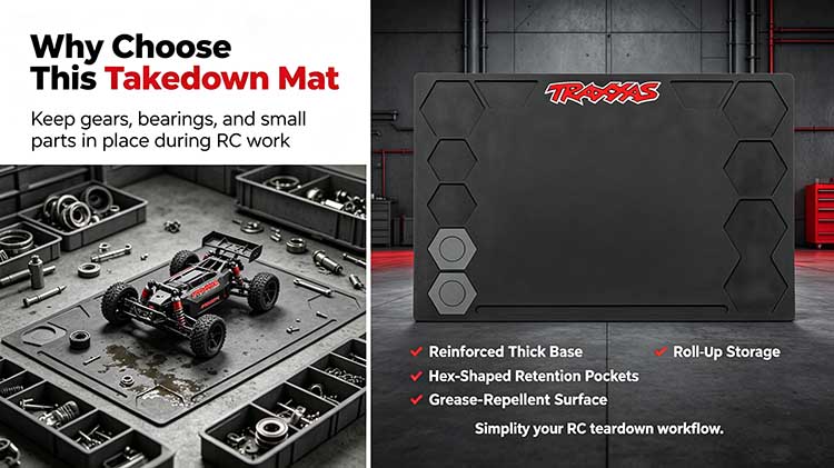 Comparison of thin foam pad versus silicone takedown mat with hex pockets.
