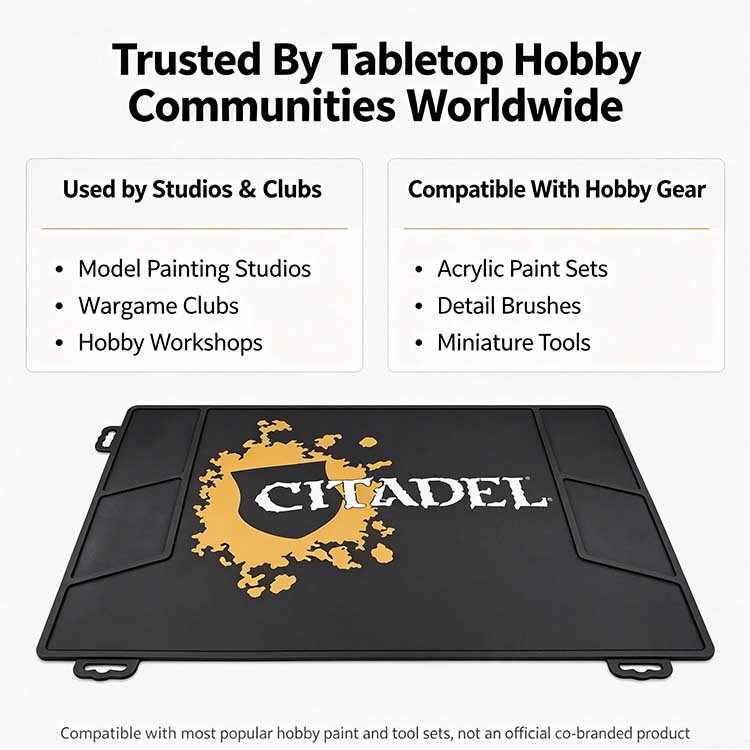 Workshop mat trusted by tabletop gaming clubs and model painting studios