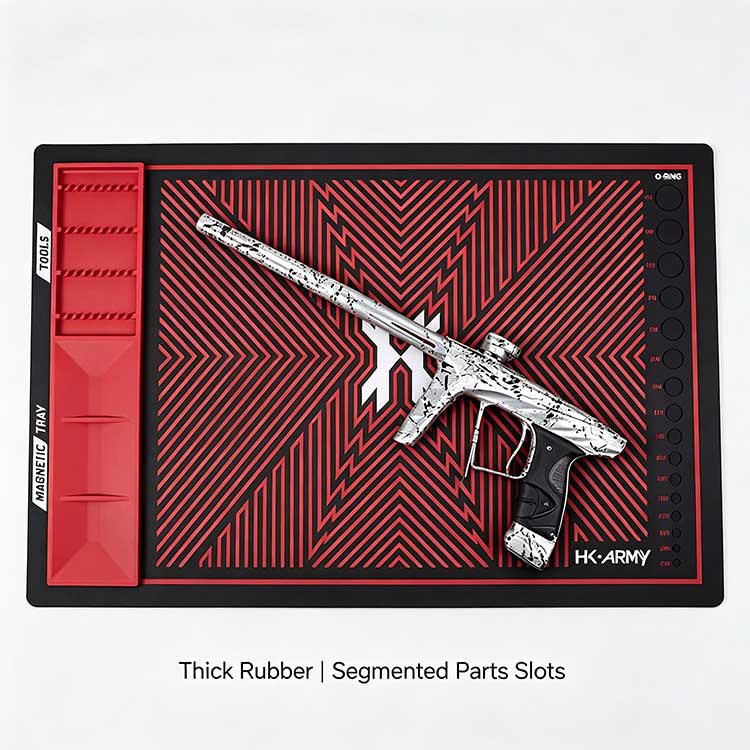 Heavy-duty non-slip rubber magnetic tool mat with rollable portable design.