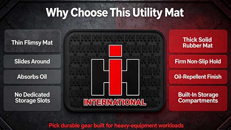 Comparison of heavy-duty rubber utility mat versus thin flimsy pads