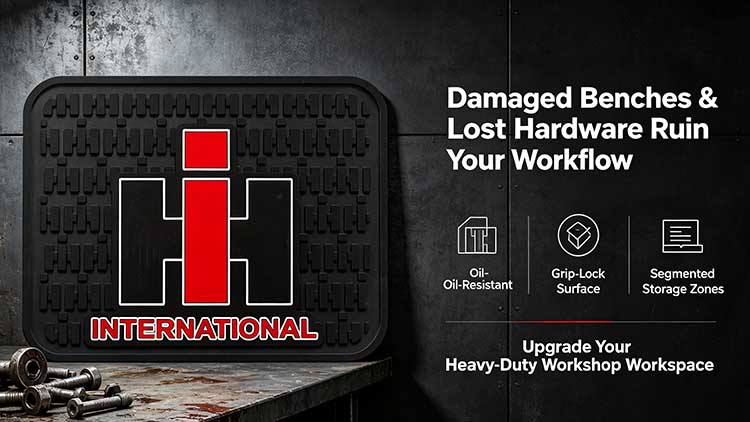 Heavy-duty rubber utility mat for truck garages and industrial workshops