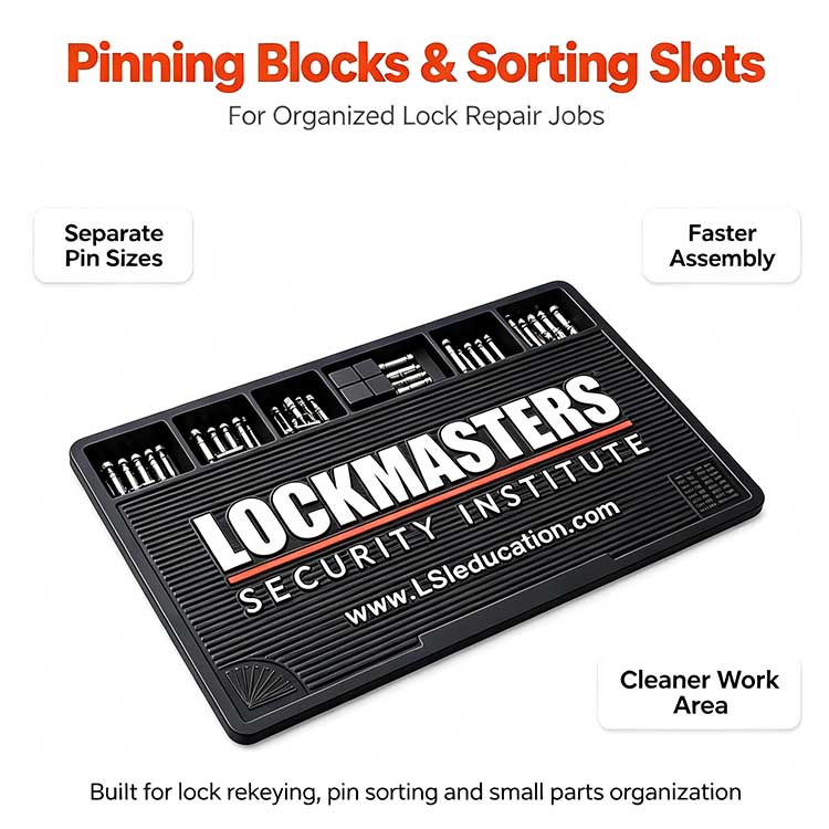 Silicone lock pinning tray with 5 fixed sorting slots for locksmith lock parts classification