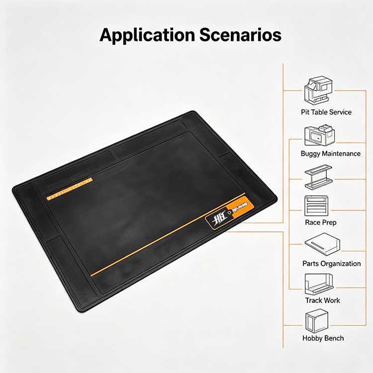 Versatile pit mat used for buggy maintenance and pit table work