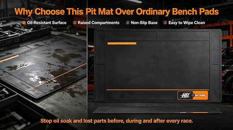 Comparison of heavy-duty pit mat versus ordinary bench pads