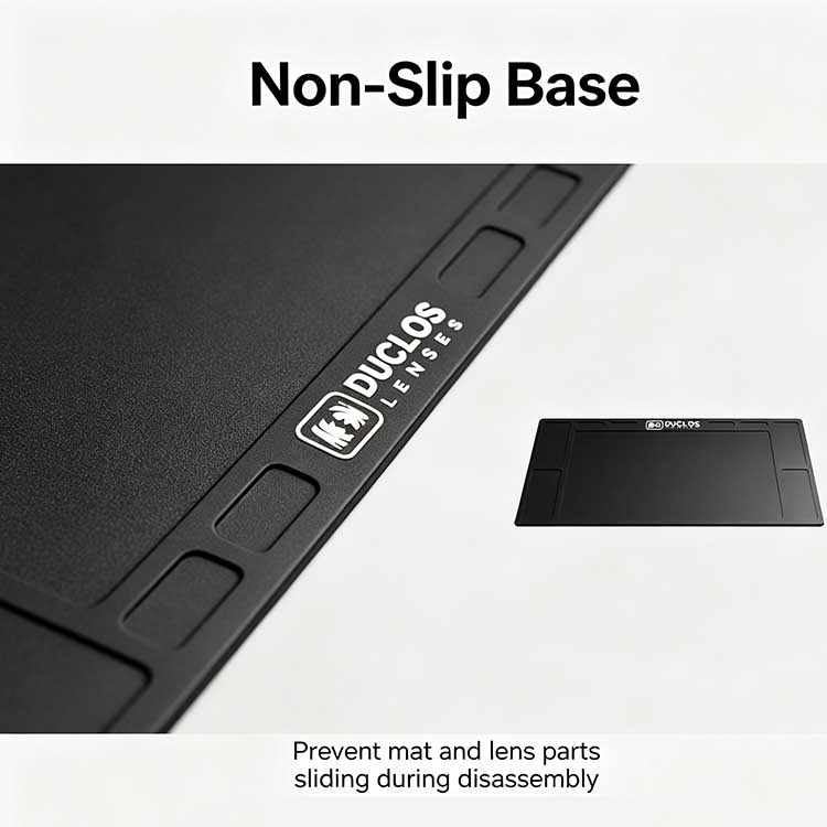 Heavy-duty non-slip rubber base keeping the workplace mat firmly in place.