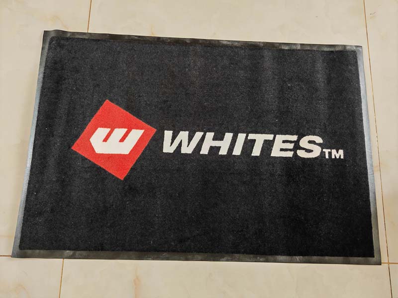 In Stock Brand New 60x90cm Whites Powersports Printed Logo Rubber Carpet Door Rug Nylon Commercial Mats