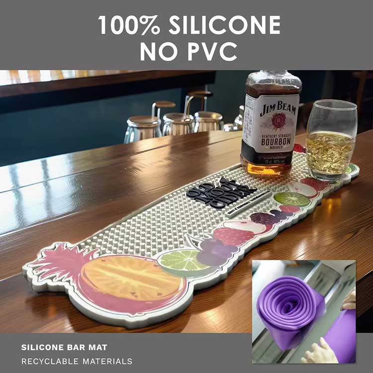 Old Mout Cider Counter Top Cocktail Bar Runners Rubber Barmat Wine Pub Bartender Bar Drip Mat Custom Silicone Bar Mat