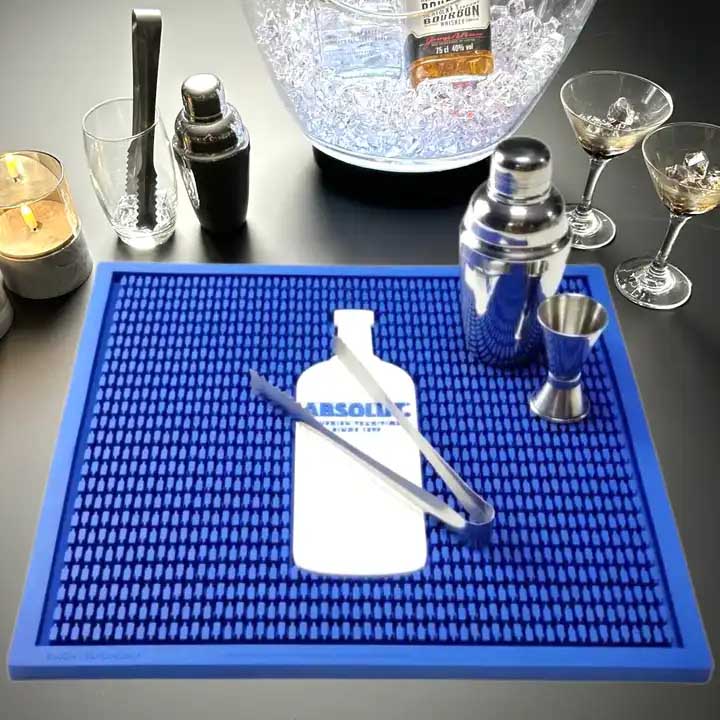 Absolut Vodka Custom Bartender Flexible Rubber Bar Counter Mats Service Drip Bar Runner Whiskey PVC Pub Bar Mats