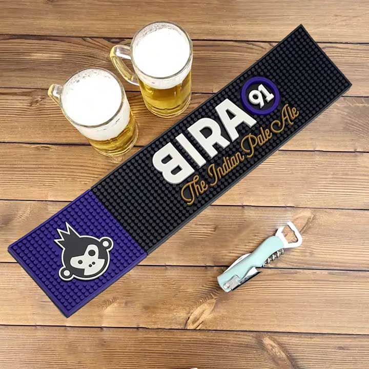 BIRA 91 Taproom Pub Bartender Counter Top Wine Rubber Bar Runner PVC Bar Mat For Spills Collectable Beer Mats