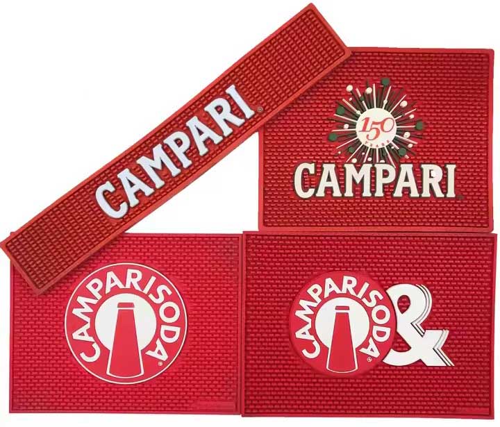 Campari Spritz Custom Flexible Rubber Bartender Bar Runner Pub Counter Silicone Drip Beer Mat Spill Cocktail PVC Bar Mat