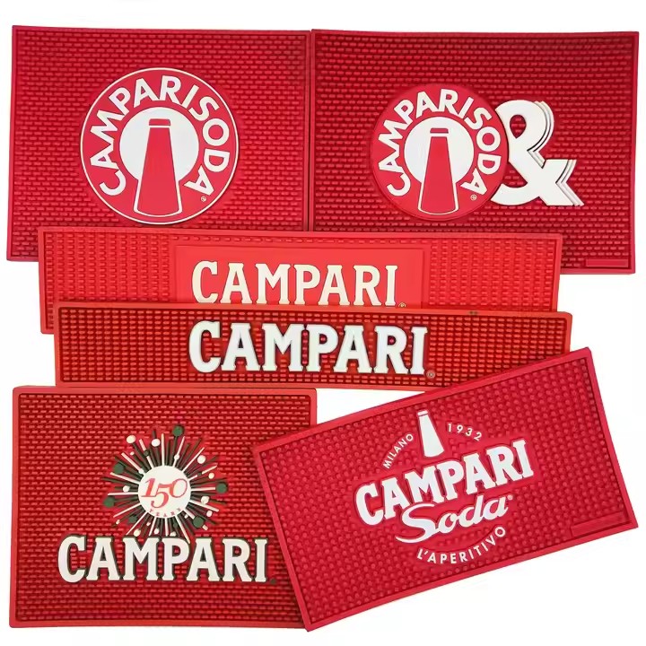 Campari Spritz Custom Flexible Rubber Bartender Bar Runner Pub Counter Silicone Drip Beer Mat Spill Cocktail PVC Bar Mat