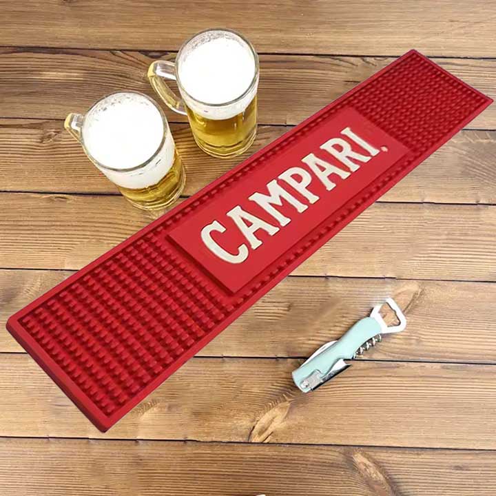 Campari Spritz Custom Flexible Rubber Bartender Bar Runner Pub Counter Silicone Drip Beer Mat Spill Cocktail PVC Bar Mat