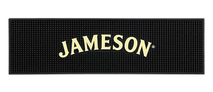 Jameson Irish Whisky Custom Logo Bartender PVC Spill Bar Drink Mats Silicone Rubber Beer Bar Runner Pub Black Bar Mat