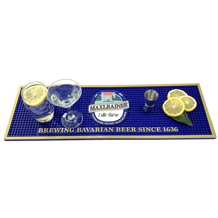 Maxlrainer Helles Brewing Custom Soft PVC Rail Bar Mat Bartender Silicone Pub Beer Mats Flexible Rubber Bar Drip Mats