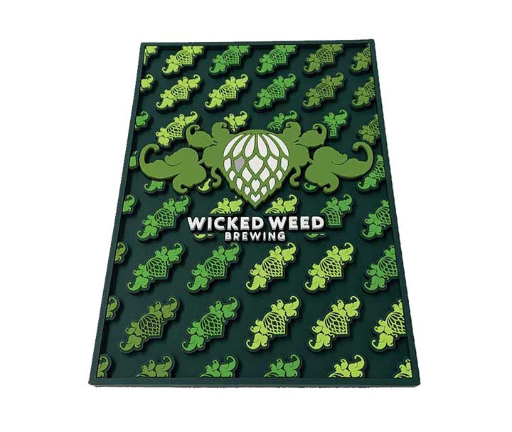 Wicked Weed Brewing Custom Soft PVC Bar Counter Mats Nonslip Rubber Bar Drip Mat Pub Beer Mats For Home Bar