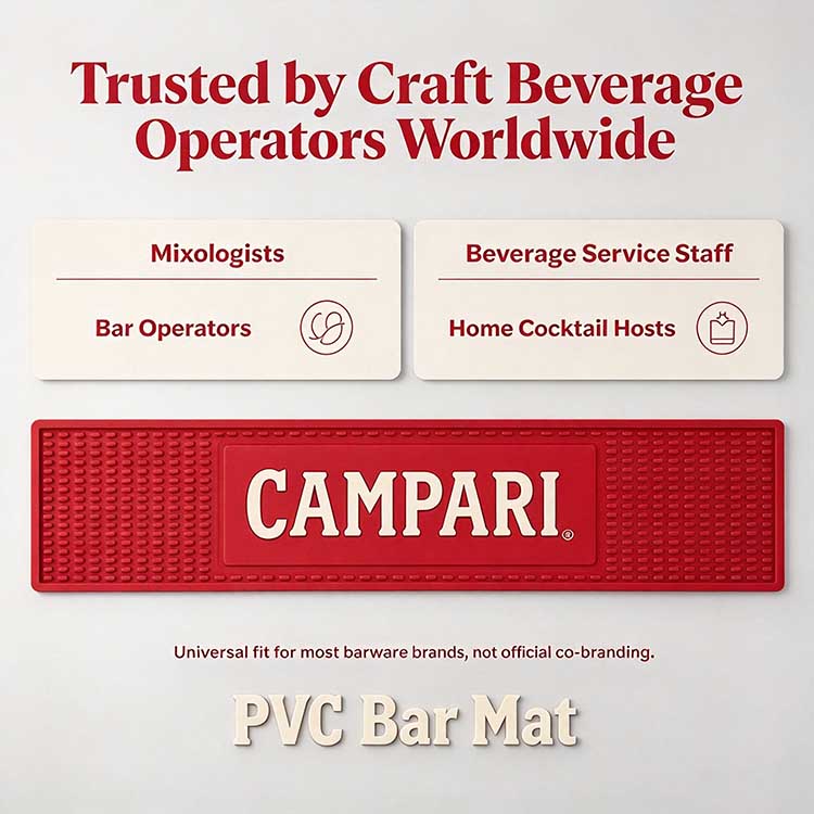 PVC bar mat trusted by mixologists and beverage service staff.