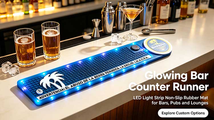 Glowing Bar Counter Runner Custom Logo | Promotional Gift For Spirits Brands