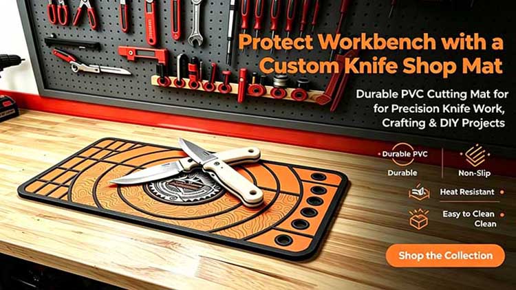 Custom Logo Knife Shop Mat oil spill resistant workbench pad for knife repair and crafting