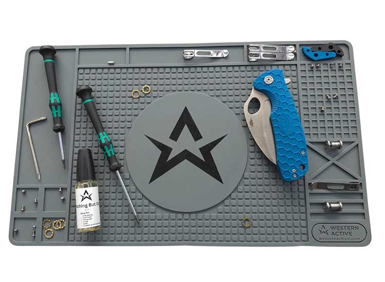 Custom Knife Takedown Mat – Non-Slip Knife Disassembly & Repair Shop Mat for Pocket Knife Maintenance