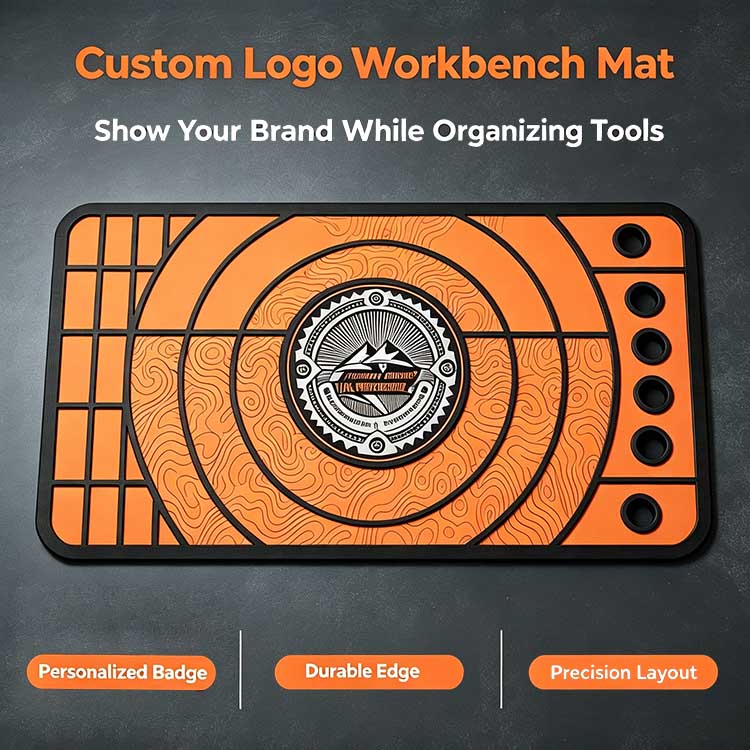 Custom Logo Knife Shop Mat, personalized branded workbench counter pad for knife retail shops