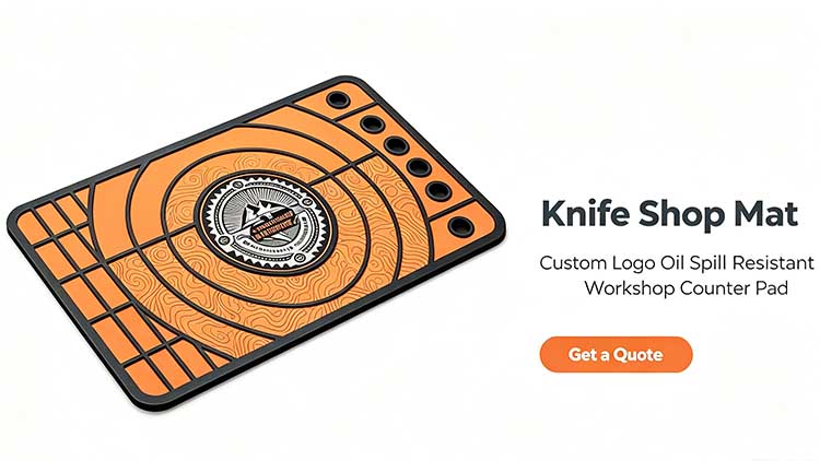 Wholesale Custom Logo Knife Shop Mat, Oil Spill Resistant PVC Workshop Counter Pad