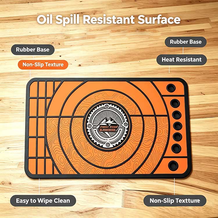 Non-slip heat resistant oil spill proof Knife Shop Mat for knife repair workshop counter