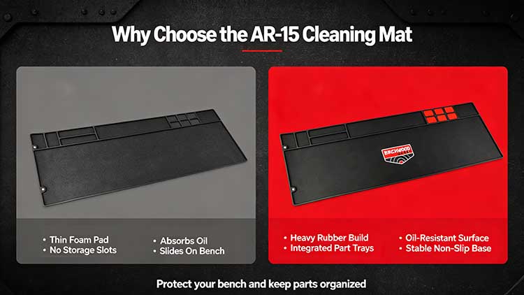 Comparison of thin foam pad versus heavy-duty AR-15 cleaning mat.