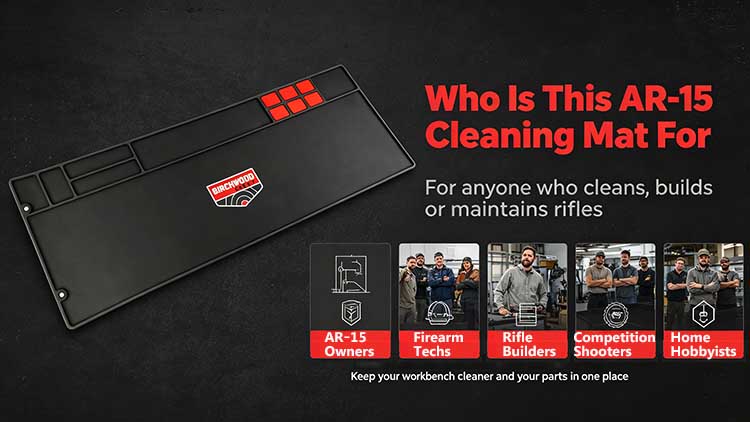 AR-15 cleaning mat for firearm techs, rifle builders, and hobbyists.
