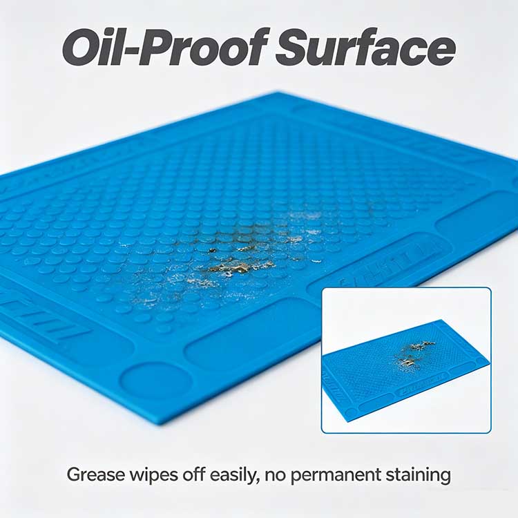 Oil proof bike repair stand mat wiping clean grease.