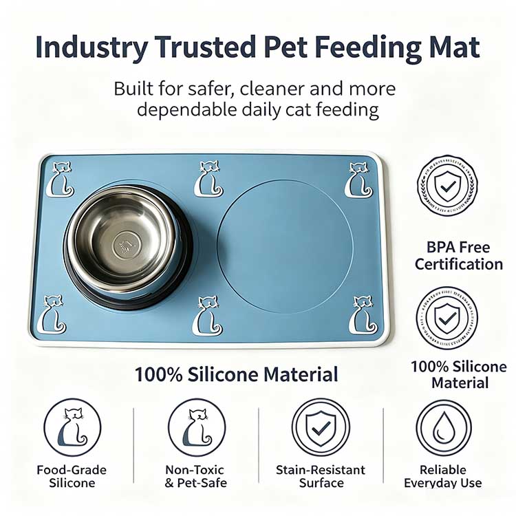 Industry trusted pet feeding mat built for cleaner daily cat feeding