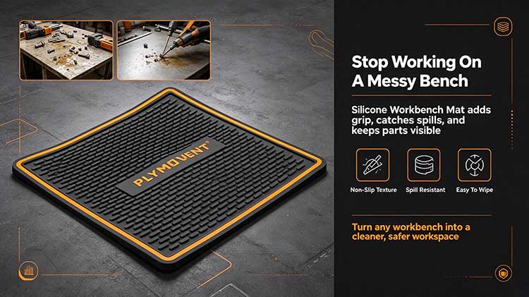 Industrial silicone workbench mat with non-slip texture for tool repair in workshops and garages